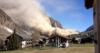 Felssturz in Randa gegen 10.15 Uhr am Mittwochmorgen