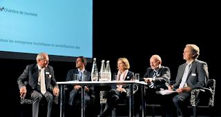 Diskussionsrunde mit Michel Perret, Mauro DellAmbrogio, B&eacute;n&eacute;dicte Mainbourg, Dominique de Buman und Patrice Clivaz.