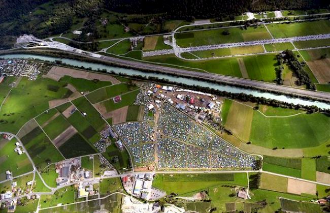 Das Gelände des Open Air Gampel von oben