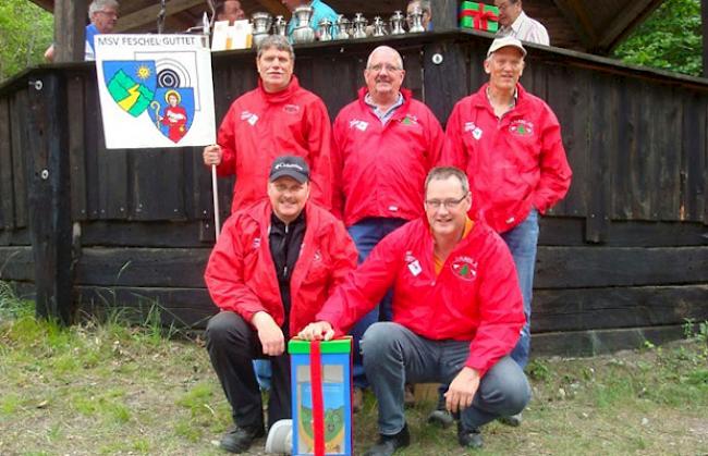 Die Siegergruppe bei den Stammsektionen Leuk/Siders, der MSV Feschel-Guttet «Grand Cru» mit Tagesbestresultat von 231/250 P.