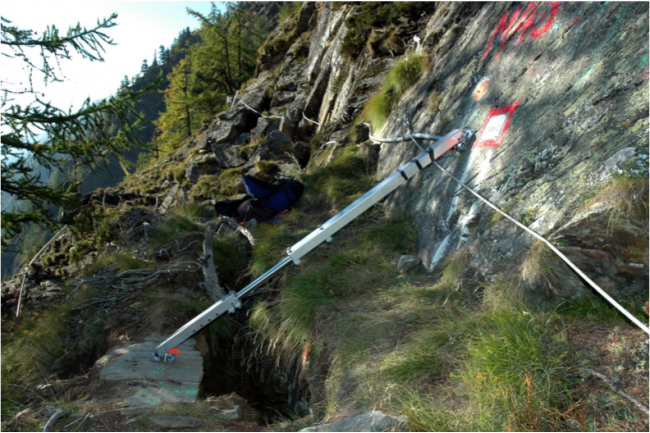 Überwacht. Felsspalten im Abbruchgebiet Deibfels.