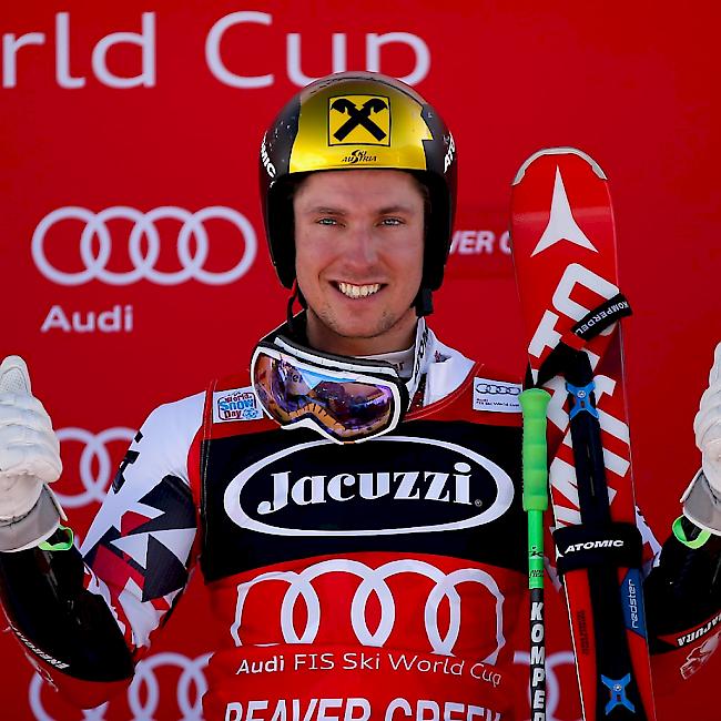 Marcel Hirscher - hier nach seinem Sieg in Beaver Creek - liegt auch in Val d