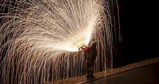 Testen des Pyro-Effektes f&uuml;r den B&ouml;sewicht Pyromantis