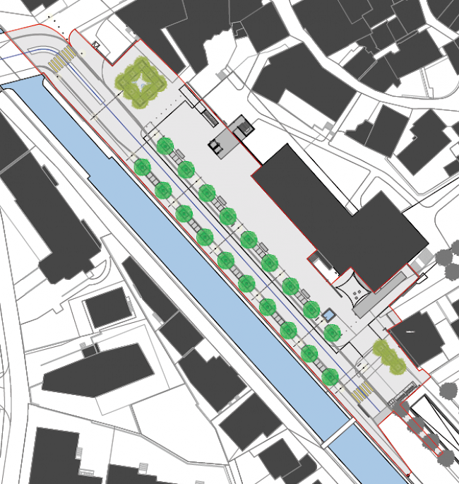 Grafik der Neuen Simplonstrasse mit der geplanten Baumallee.