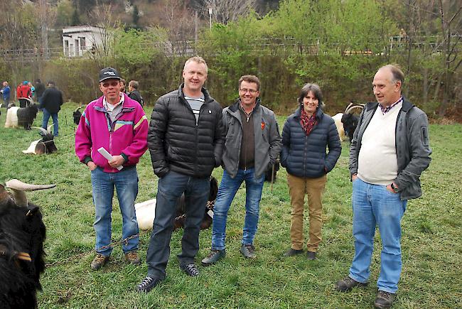 Von links: Erwin Andres, Manfred Eyer (beide aus Ried-Brig), Alexander Schnydrig (Naters), Karin Eyer und Marcel Christig (ebenfalls aus Ried-Brig).