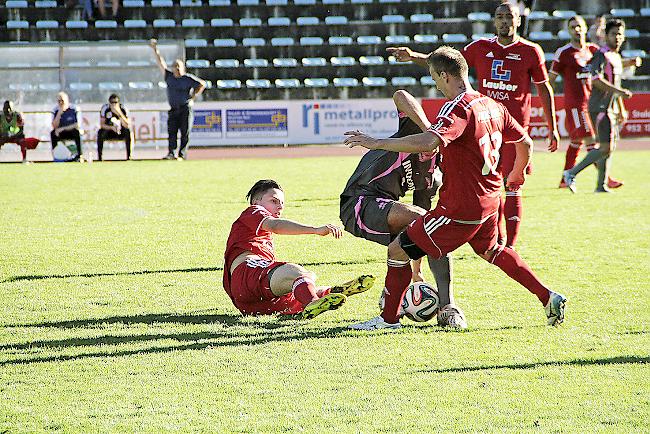 Der FC Oberwallis Naters gewinnt derzeit Zweikämpfe und Spiele auf dem Stapfen.