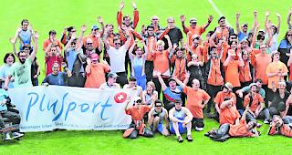 Strahlende Gesichter. Die Teilnehmenden am Kantonalen Sommersporttag am Samstag auf dem Stapfen in Naters erlebten einen unvergesslichen Tag.  