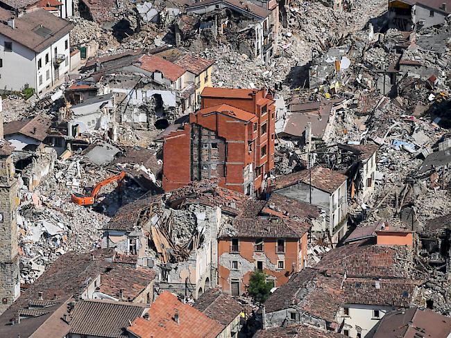 Im weitgehend zerstörten Amatrice rettete die Feuerwehr den Kater Rocco nach 32 Tagen. (Archivbild)