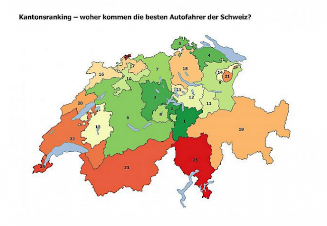 Am hinteren Ende: Im Vergleich der Kollisionsfrequenz der Kantone liegt das Wallis auf dem Viertletzten Platz. 