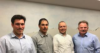 Dario Mulle und Daniel Garbely (v.l.) wurden von der CVP Bezirk Goms als Suppleanten-Kandidaten nominiert. Francesco Walter und Erwin Ritz steigen f&uuml;r die CVP Bezirk Goms f&uuml;r ein Grossratsmandat in den Wahlkampf. 

