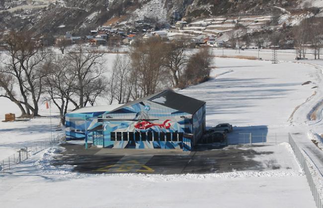 Die Air-Zermatt-Basis Gampel aus der Vogelperspektive