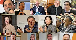 Dreizehn. F&uuml;r jeden Stern des Wappens einen Kandidaten. Oben von links: Jean-Marie Bornet, Fr&eacute;d&eacute;ric Favre, Claude Pottier, Jean-Michel Bonvin und Thierry Largey. Mitte von links: Sigrid Fischer-Willa, Oskar Freysinger, Esther Waeber-Kalbermatten und St&eacute;phane Rossini. Unten von links: Nicolas Voide, Jacques Melly, Roberto Schmidt und Christophe Darbellay.