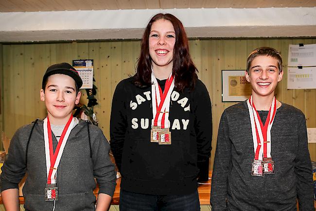 Siegerin der Kategorie D: Lucil Schnyder (Briglina) vor Andy Besse (Bagnes) und dem Dritten Jonas Schaller (Briglina).