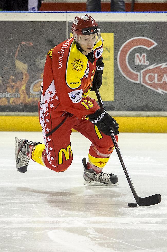 Grosse Vorfreude auf die Playoff-Spiele. Stürmer Mathias Witschard und der HC Siders.