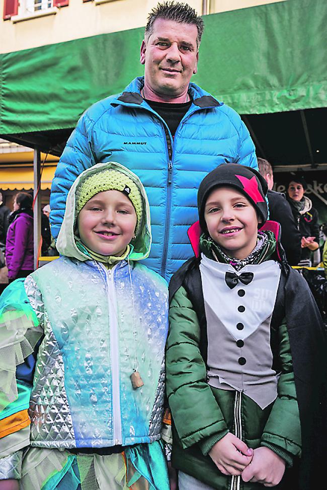 Jamie Manz (7), Luca Escher (7) und Roger Lengen (49), alle aus Glis
