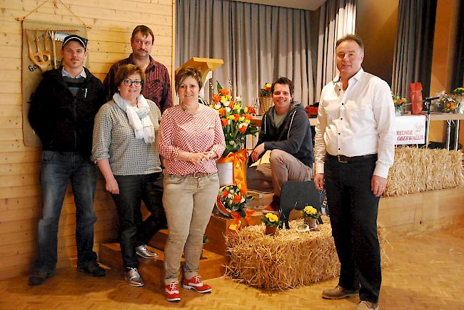 Der Vorstand: Marc-André Truffer, Thomas Abgottspon (an seiner letzten GV als Vorstandsmitglied), Edith Wyer, Präsidentin Eveline Bayard, Ralf Sewer und Alex Petrig. 