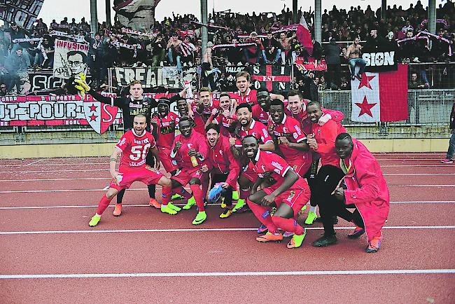 Jubelnde Sittener Spieler: Auch im Cup-Halbfinal gegen den FC Luzern?