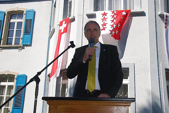 Staatsrat Christophe Darbellay weiss bei seiner Ansprache mit ein paar persönlichen Anekdoten zu punkten. 