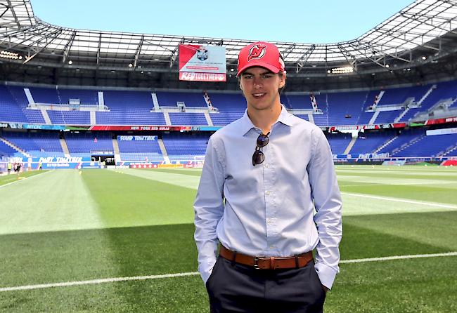 Nico Hischier wird von der Devil-Organisation zu Fussball (hier im Stadion der New York Red Bulls) und Baseball eingeladen.