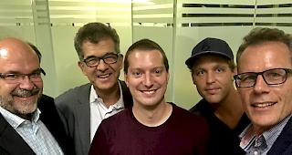 Michel Schwery, Gesch&auml;ftsleitung Energiedienst Holding AG, Martin Steiger, CEO Energiedienst Holding AG, Johan Eberhardt, CEO winsun AG; Beat Ruppen, VR-Pr&auml;sident winsun AG; Matthias Sulzer, Verwaltungsrat Inretis Holding AG