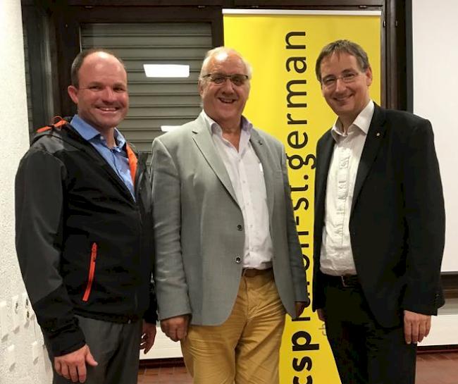 Thomas Zahno, dipl. Sozialversicherungsexperte der IV-Stelle Wallis, Parteipräsident Alex Schwestermann und Nationalrat Thomas Egger (von links)