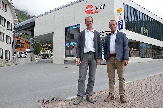 Optimistisch. Michael Nellen (l.), Direktor der Belalp Bahnen, sowie VR-Präsident Klaus Zurschmitten können trotz schwierigem Umfeld erfreuliche Zahlen für das Geschäftsjahr 2016/17 ausweisen.