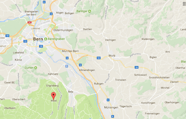 In der Nähe der Hauptstadt. Wolf in der Umgebung von Bern gesichtet (rote Markierung in der unteren Bildhälfte).