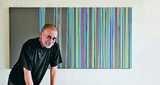 Streifenbild. Jean Scheurer und eines seiner Streifenbilder: dynamisch und poetisch.  