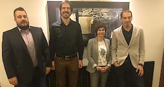 Der neue Parteivorstand der CVP Visp-Eyholz (von links): Aaron Karlen, Didier Kummer (neuer Pr&auml;sident), Gaby Kalbermatten-Polling und Sebastian Blatter.