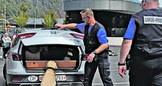 Such! Labrador &laquo;Spyke&raquo; bei der Vorf&uuml;hrung am Tag der offenen T&uuml;r bei der Zollplattform in Gamsen.  