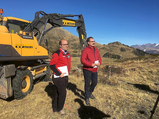 Zum Spatenstich erschienen: Valentin König, CEO der Bettmeralp Bahnen
AG (links) und Renato Kronig, Verwaltungsratspräsident der Bettmeralp Bahnen AG.