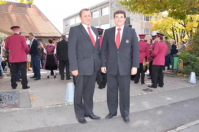 Im Duett. Vizepräsident Hans Seeberger (l.) und der neu gewählte Präsident Christian Bohnet ziehen die Fäden des Verbandes der Walliser Blasmusikanten.