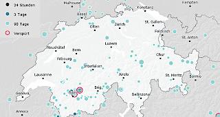 &Uuml;berblick. Alle registrierten Erdbeben in der Schweiz und im grenznahen Ausland in den letzten 90 Tagen.  