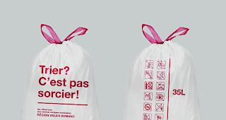 Keine Hexerei. Der geb&uuml;hrenpflichtige Kehrichtsack f&uuml;r das franz&ouml;sischsprachige Wallis mit Slogan und Piktogrammen. 