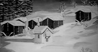 Winterlandschaft. Ein Werk von Richard Bortis, der ab dem 25. November in Visp ausstellt. 