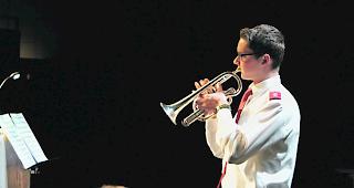 4. Rang. C&eacute;dric Ritler aus Wiler mit seinem Cornet.  