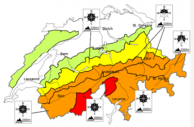 Lawinengefahr am Mittwochmorgen. Im Bereich der Vispertäler und der Simplonregion ist die Gefahr gemäss aktuellem Bulletin nach wie vor auf Stufe 4.