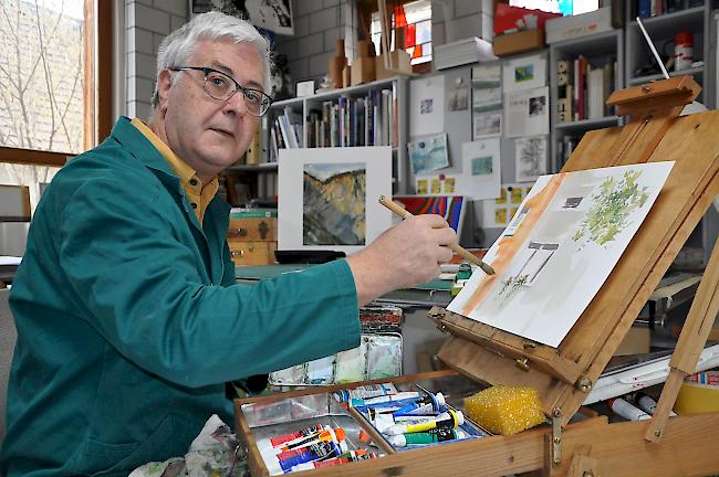 Marcel Hischier in seinem Atelier in Baltschieder.