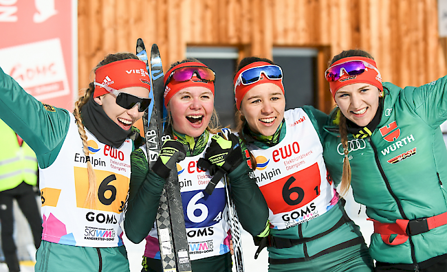 Das deutsche Juniorinnen-Damenteam mit Alexandra Danner, Celine Mayer, Lisa Lohmann und Anna-Maria Dietze sorgten über 4 x 3,3 km für eine faustdicke Überraschung.