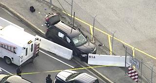 Bilder vom Tatort. Schiesserei vor dem Hauptgeb&auml;ude der NSA in Fort Meade.