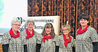 Landfrauen. Die Co-Pr&auml;sidentinnen Pia Eggel und Madeleine Schmidli zusammen mit ihren Vorstandskolleginnen Rita Brantschen, Evi Zeiter und Karin Ritler (von links).  