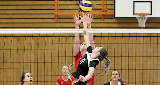 K&auml;mpferisch. Der VBC Lalden (mit Jasmin Imstepf am Netz) ist bereit f&uuml;r den Spitzenkampf gegen Orsi&egrave;res am Wochenende.