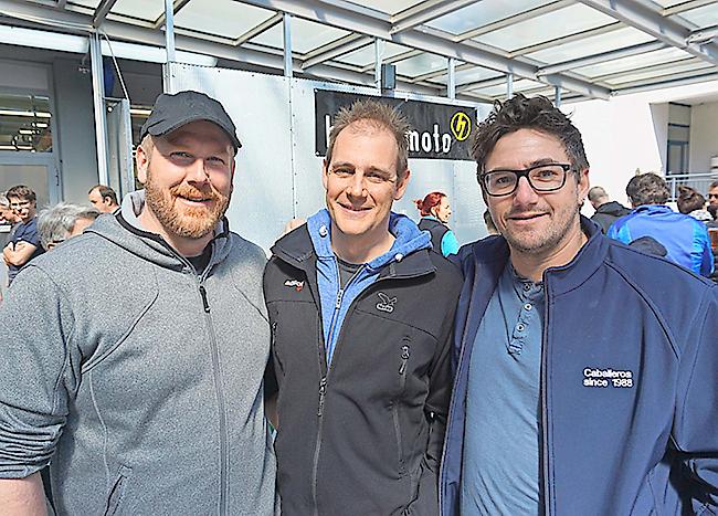 Marco Liniger (42) , Simon Schülo (37) und Davide Cerasola (31), alle aus Glis.