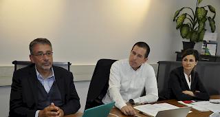 Sie informierten in Sitten: Jean-Pierre Morand, Pr&auml;sident des Verwaltungsrats, Mischa Imboden, Vize-Pr&auml;sident des VR und Irene Rieder, Mitglied der Direktion und Verantwortliche Oberwallis.