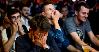 Zuschauer w&auml;hrend des WM-Finals zwischen der Schweiz und Schweden.