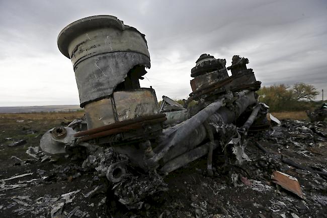 Teil der abgestürzten Maschine der Malaysia Airlines am Ungklücksort.