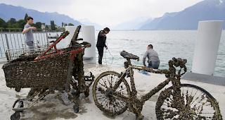 Neben Velos und Einkaufswagen, die achtlos im Gew&auml;sser entsorgt wurden, kam bei einer Putzaktion im Genfersee auch ein Blindg&auml;nger zum Vorschein.