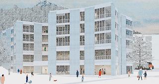 Sternf&ouml;rmig. Das Haus Stelle bietet neue Wohnformen mit Betreuungsangeboten f&uuml;r Betagte.Modell zvg