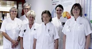 Pflegefachfrauen und Sprachassistentinnen im Spital Sitten, CHVR (von links): Ir&egrave;ne Hildebrand, Monique Varone-Runge, Heidi Seematter, Trudi Montoya, Asja Fenton-Schmid, B&eacute;atrice Meichtry