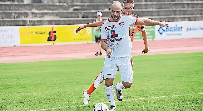 Albert Spahiu und der FC Naters Oberwallis: Folgt der erste Heimsieg? Foto WB